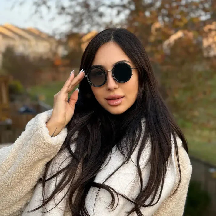 Lunettes De Soleil Rondes Polarisées À Teinte Réglable