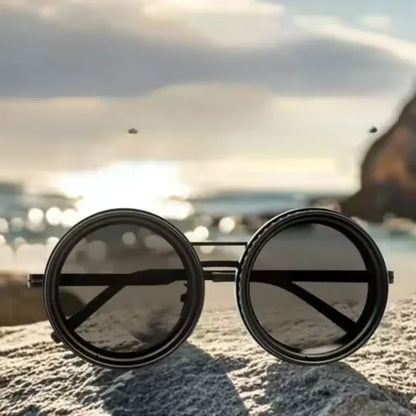 Lunettes De Soleil Rondes Polarisées À Teinte Réglable